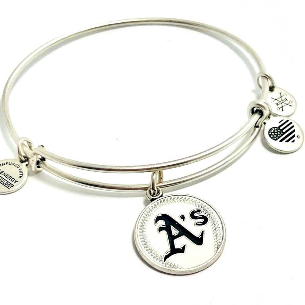 Alex and Ani MLB Oakland Athletics Expandable Bracelet. Silver Finish.
